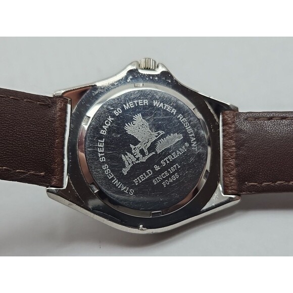 Field And Stream Mens Quartz Green Dial Date 50M Watch New Battery Leather Strap - Picture 12 of 12